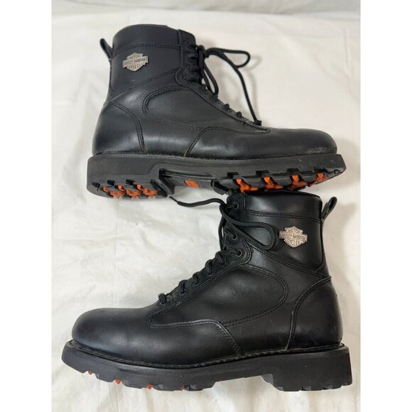 HarleyDavidson Men's Relief Shock Aborber Black Motorcycle Boots 93074 10 Wide - Picture 7 of 12